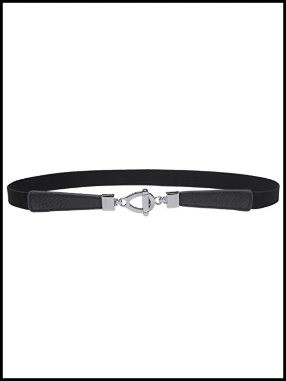 Faux Leather Skinny Elastic Waist Belt Stretch Cinch Thin Belt 0.8